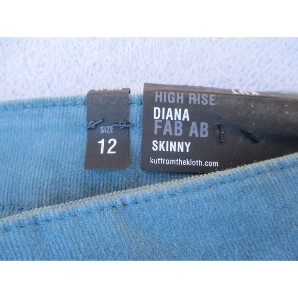 Kut From The Kloth Corduroy Pants Women's Size 12 Diana Skinny Teal Blue New - Picture 6 of 15